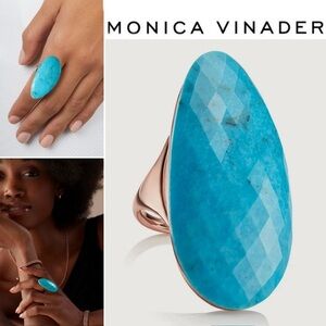 Monica Vinader Nura Cocktail Ring 18k Rose Gold Vermeil & Turquoise sz 5.5 $595